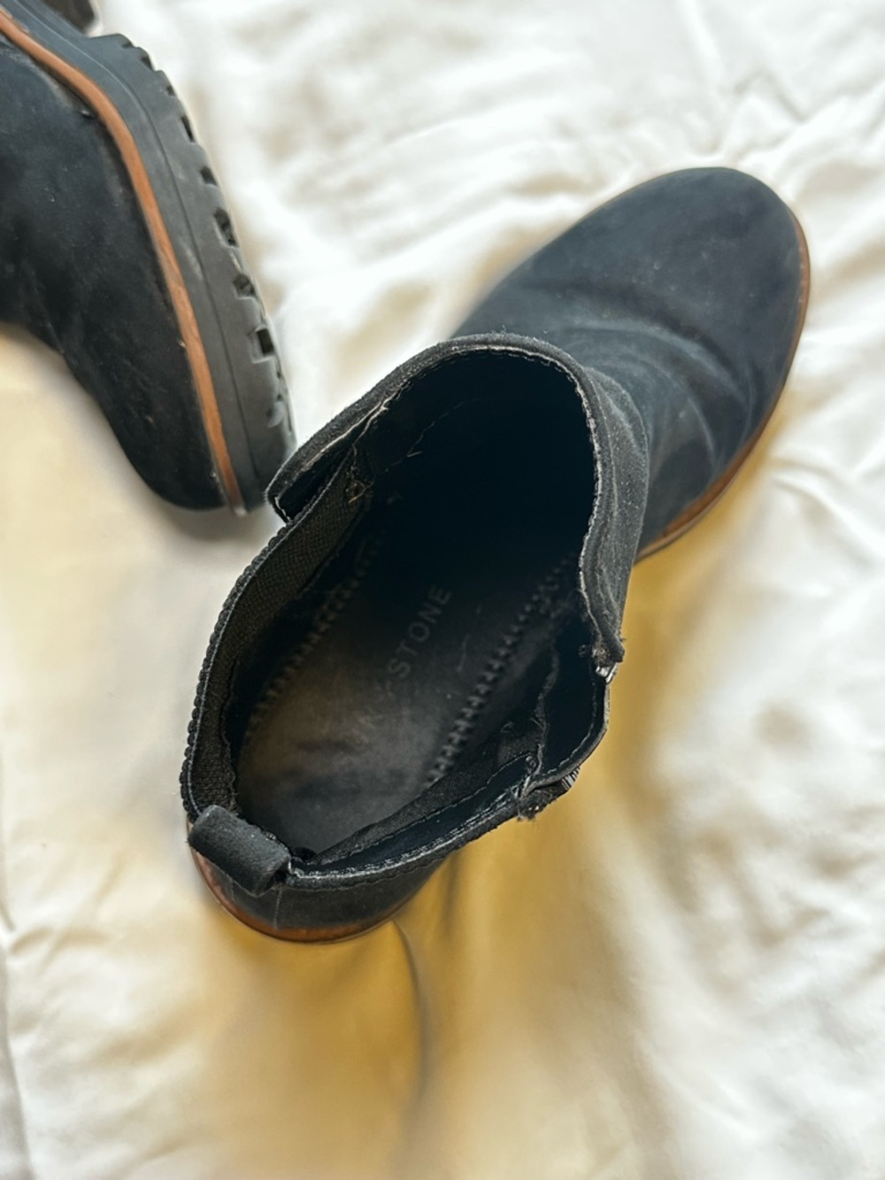 Sun + Stone Black Boots with Brown Welt Trim - Picture 4 of 5